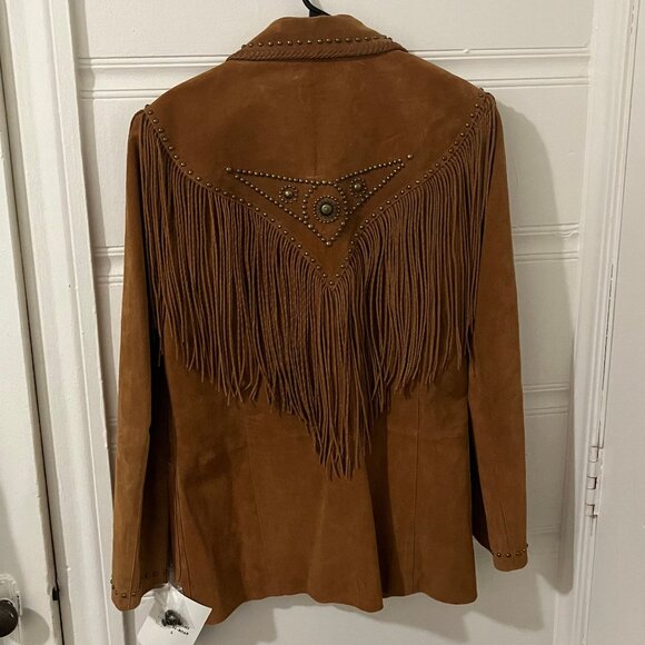 Cripple Creek Roan Leather Fringe Jacket with Studded Pockets & Lapel, NWT - Picture 9 of 10